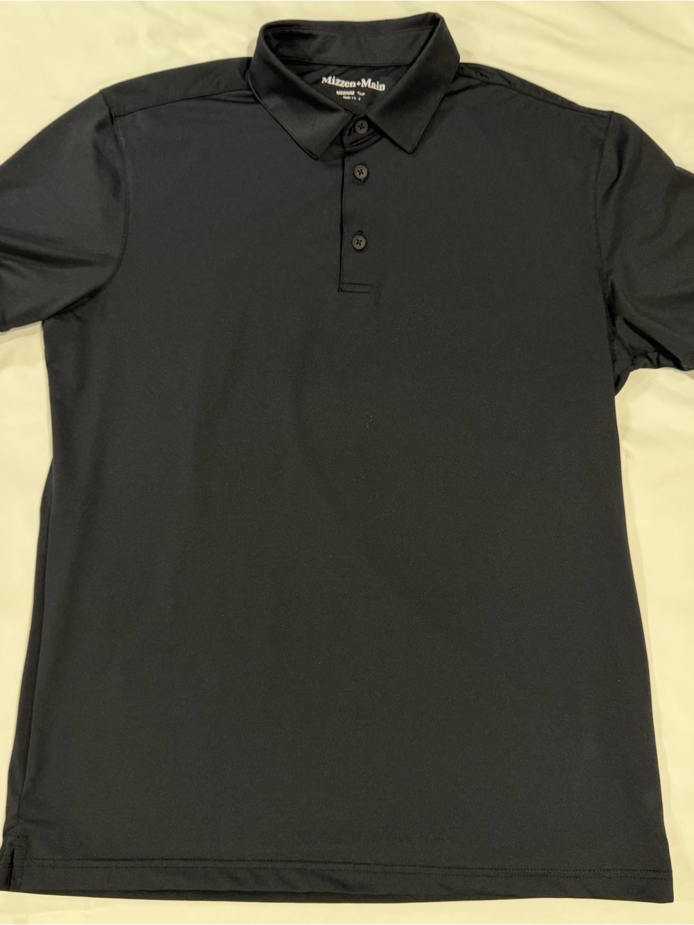 Mizzen+Main Polo Shirt Mens Medium Black Trim Fit Performance Stretch Casual